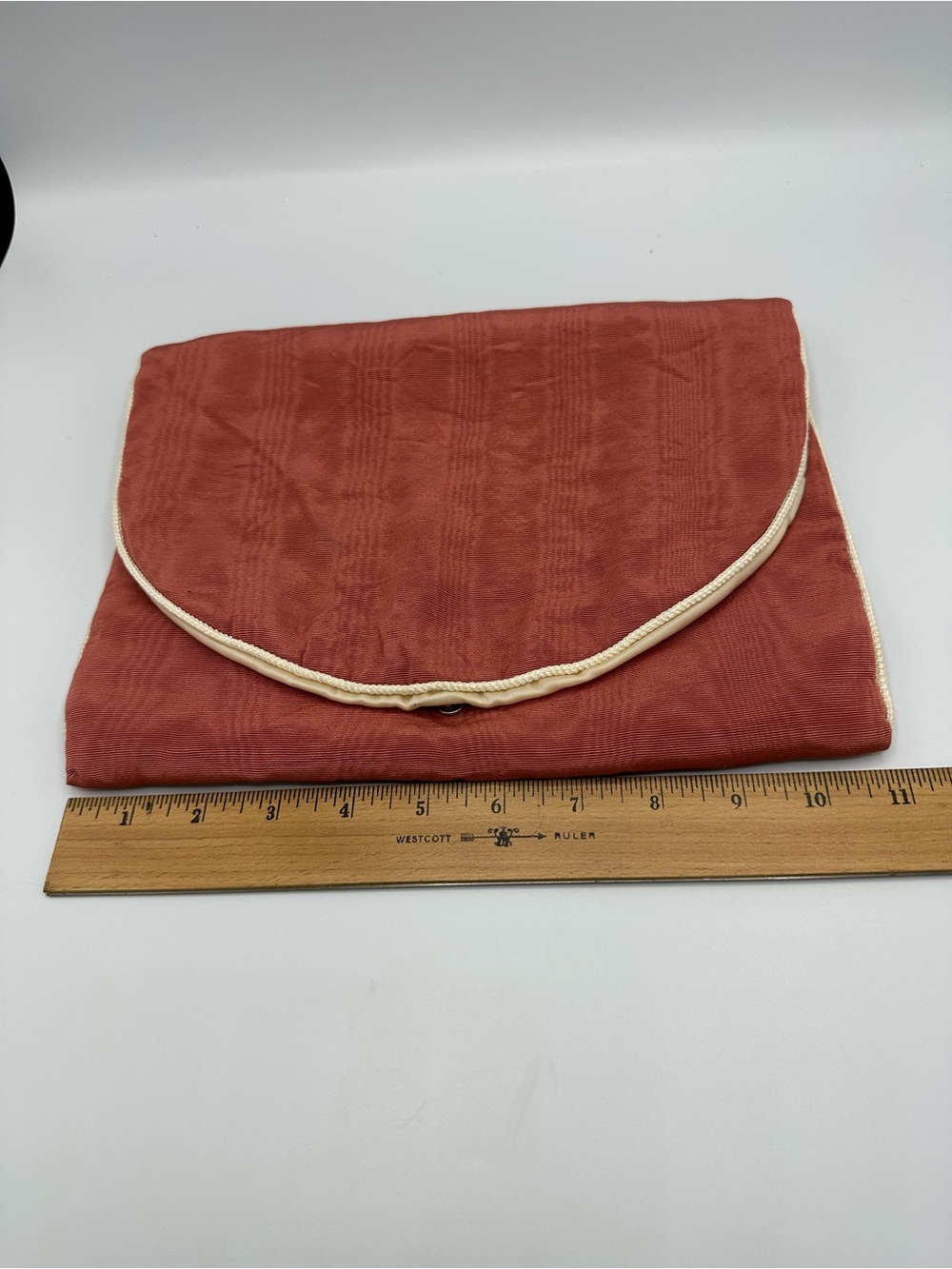 Vtg 70’s Large Merle Norman Mauve Makeup Pouch/Case Satin Lined Missing Tassel
